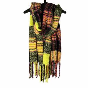 NWT BP Neon Plaid Blanket Fringe Scarf